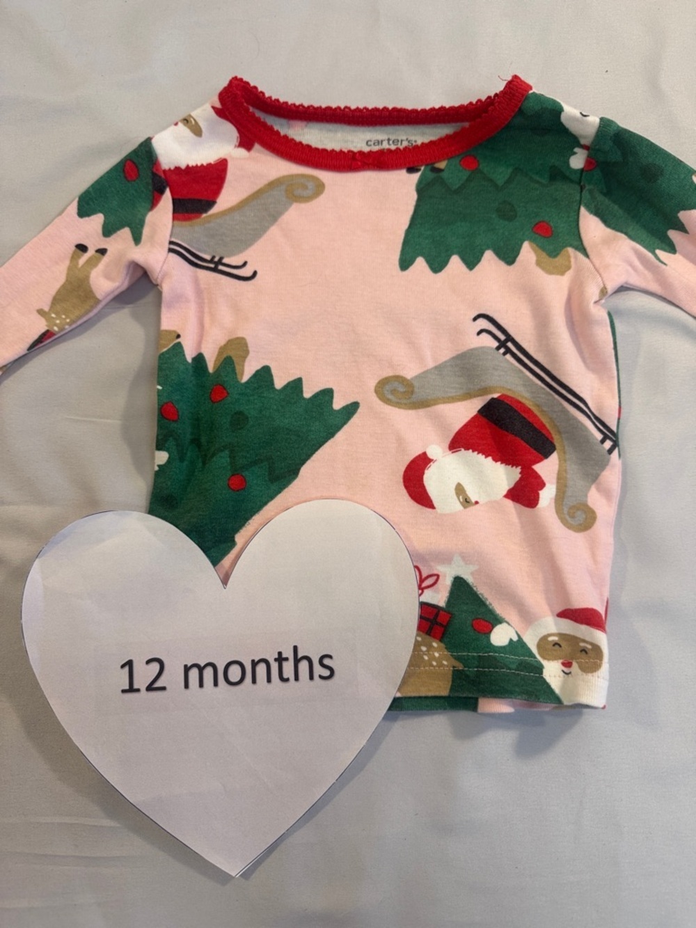 Carter's - Long Sleeve Festive Pink and Red Toddler PJ Shirt